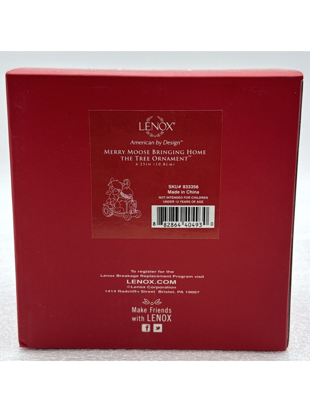 Lenox 2013 MARCEL THE MOOSE MERRY Bringing Home The Tree Ornament Porcelain 24k
